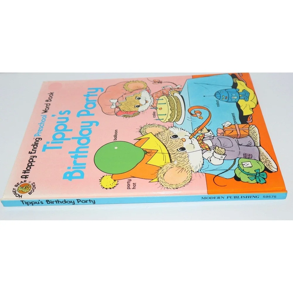 Vintage Tippu's Birthday Party Happy Ending Preschool Word Book 1987 Honey Bear